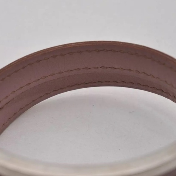 HERMES Puspus Hermes Logo Leather Bangle Pink Silver with Box!!🧡🖤 - Picture 6 of 12